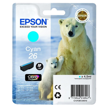 Epson 26 (T2612) inktpatroon cyaan (Origineel) 4,7 ml 300 pag 