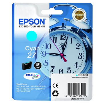 Epson 27 (T2702) inktpatroon cyaan (Origineel) 4 ml 350 pag 