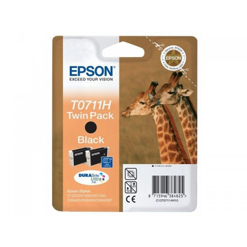 Epson T0711H inktpatroon zwart, hoge capaciteit dubbelpak (Origineel) 2x 11 ml 