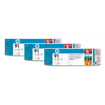 HP 91 (C9482A) inktpatroon licht grijs 3pak (Origineel) 3 x 775 ml 