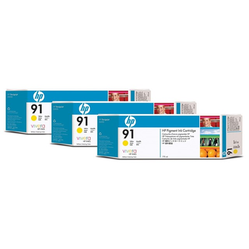 HP 91 (C9485A) inktpatroon geel 3pak (Origineel) 3 x 775 ml 