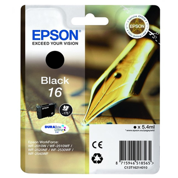 Epson 16 (T1621) inktpatroon zwart (Origineel) 5,5 ml 175 pag 