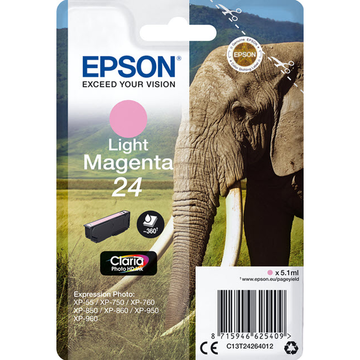 Epson 24XL (T2436) inktpatroon licht magenta, hoge capaciteit (Origineel) 10,8 ml 