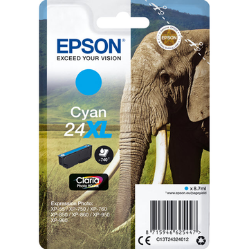 Epson 24XL (T2432) inktpatroon cyaan, hoge capaciteit (Origineel) 8,8 ml 