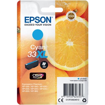 Epson 33XL (T3362) inktpatroon cyaan hoge capaciteit (Origineel) 8,9 ml 